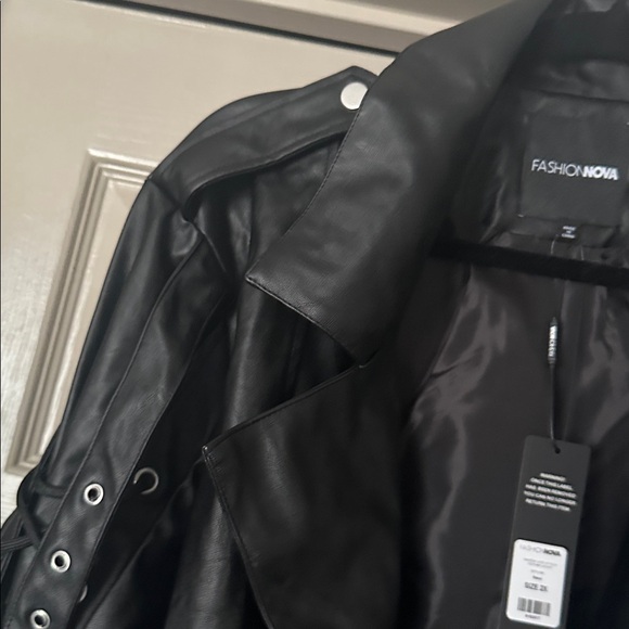 Fashion Nova | Lace-Up Detail Faux Leather Jacket - Picture 8 of 10
